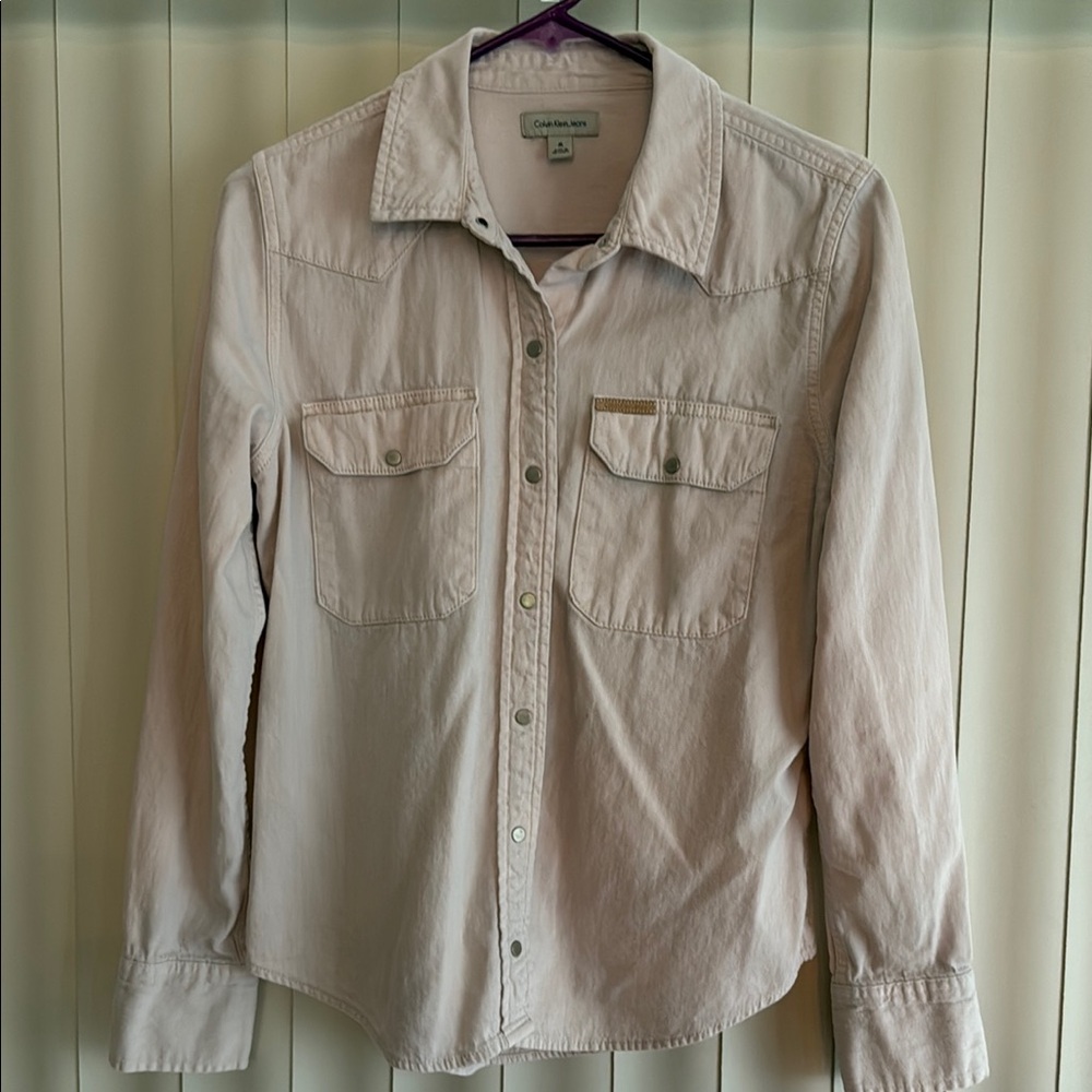 Calvin Klein Light Pink Button Down Shirt Women’s Sz M - Picture 1 of 7
